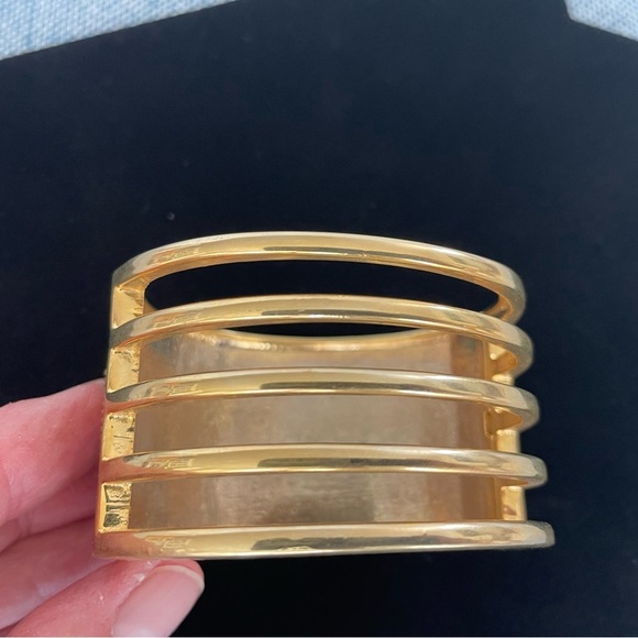 Plaid Cuff Bracelet with Gold Accents - Picture 2 of 4